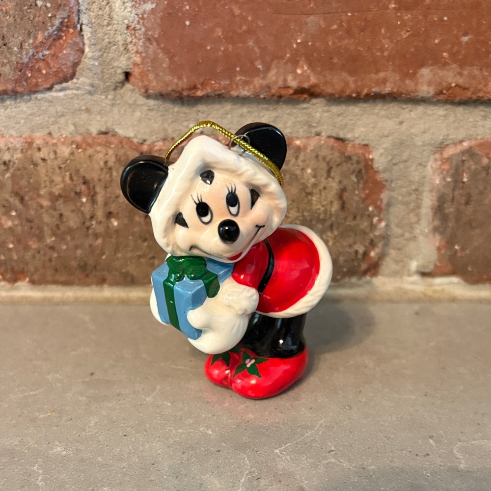 Schmid Glass Minnie Mouse Ornament with Gift - Red, Black, and Green